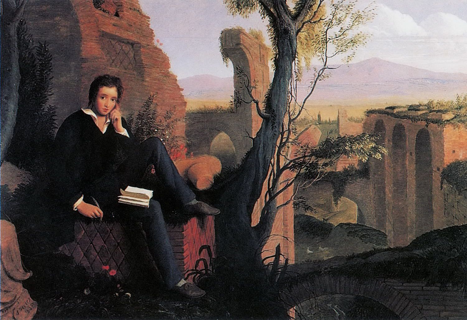 Posthumous Portrait of Shelley Writing Prometheus Unbound by Joseph Severn