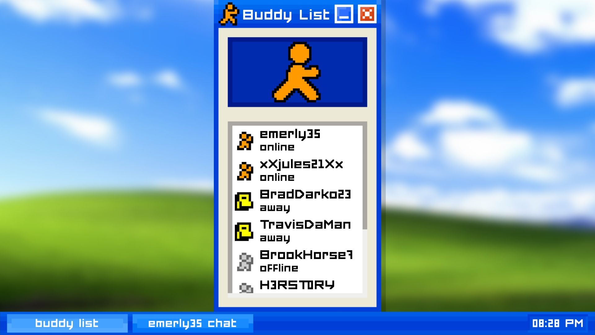 The Buddy List in Emily Is Away